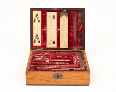 Lot 41 - A 19th Century satinwood and crossbanded drawing instruments case
