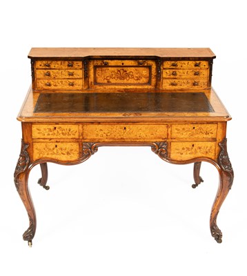 Lot 25 - A Victorian burr walnut and marquetry writing desk