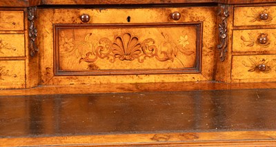Lot 25 - A Victorian burr walnut and marquetry writing desk