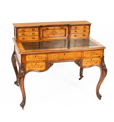 Lot 25 - A Victorian burr walnut and marquetry writing desk