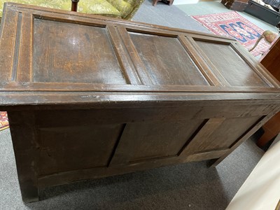 Lot 50 - A Charles I oak panelled chest