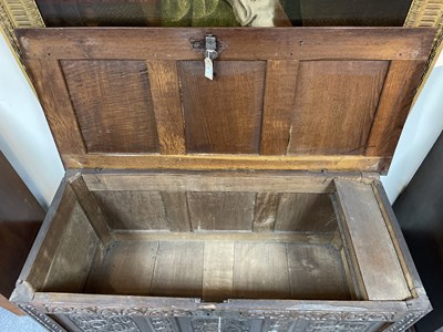 Lot 50 - A Charles I oak panelled chest