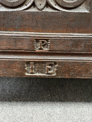 Lot 50 - A Charles I oak panelled chest