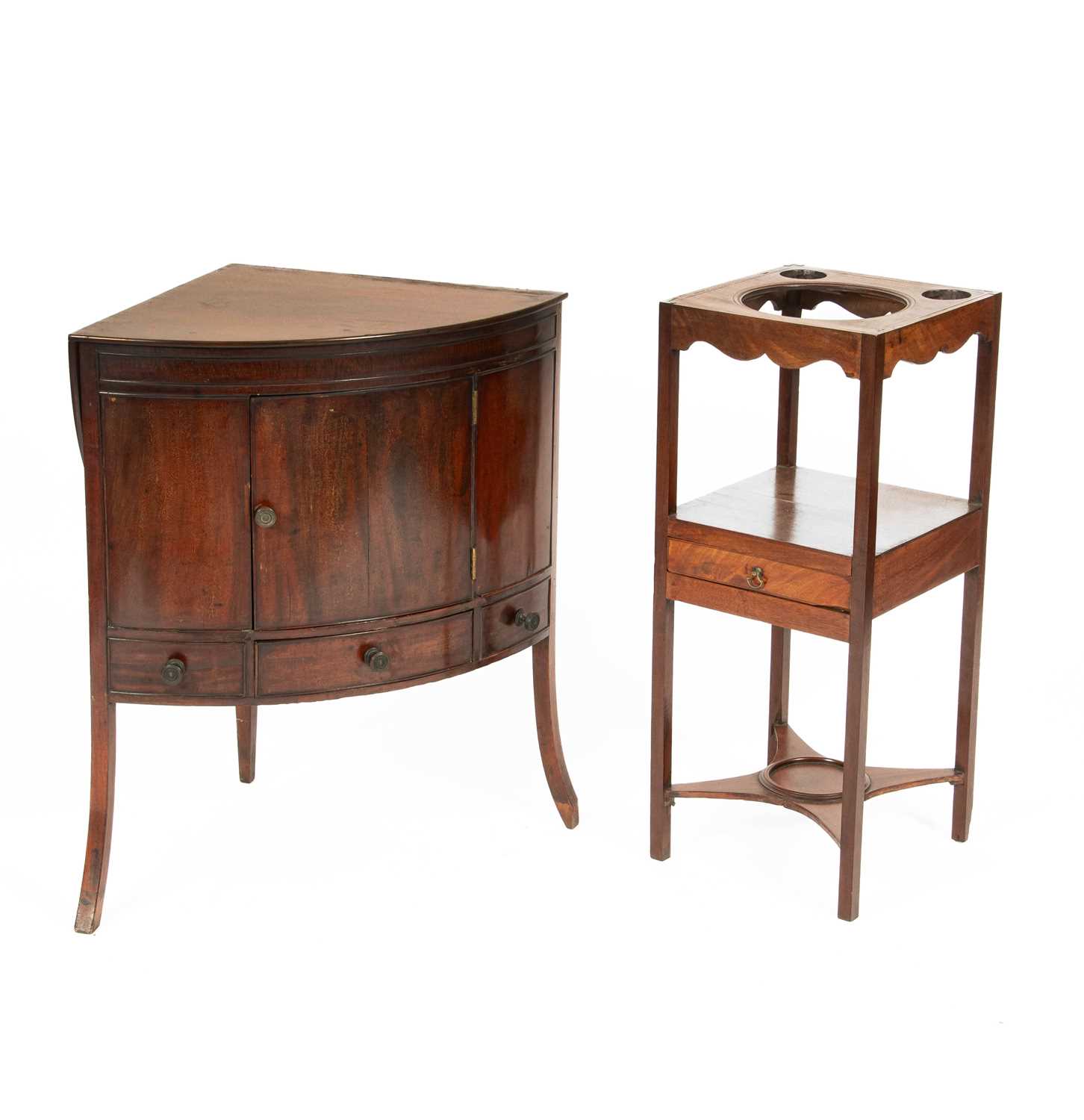 Lot 54 - A George III mahogany corner washstand
