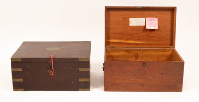 Lot 79 - A canvas and leather domed top trunk