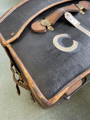 Lot 79 - A canvas and leather domed top trunk
