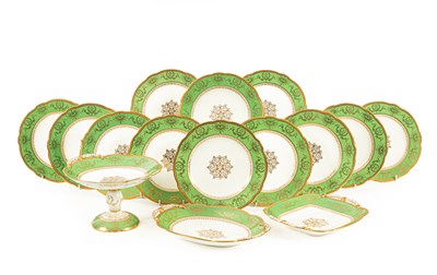 Lot 204 - A Coalport green ground dessert service