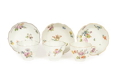 Lot 11 - Two Meissen ogee bowls and a saucer