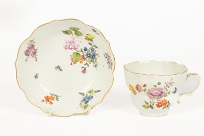 Lot 11 - Two Meissen ogee bowls and a saucer