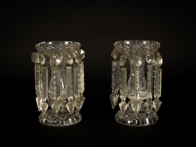 Lot 212 - A pair of clear glass lustres