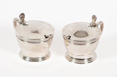 Lot 39 - A near pair of silver mustard pots