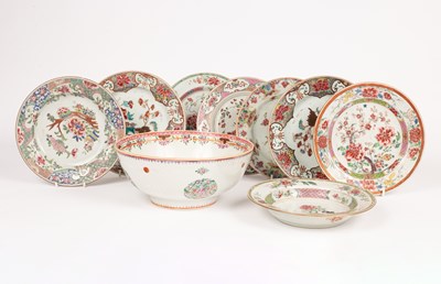 Lot 82 - Eight Chinese famille rose plates