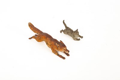 Lot 578 - A cold painted bronze figure of a running fox