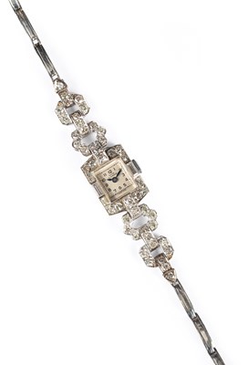 Lot 332 - A white gold and diamond Emka cocktail watch