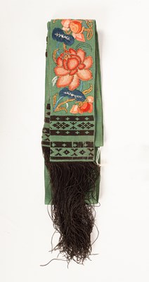 Lot 166 - A Chinese embroidered silk waistbelt/ankle band