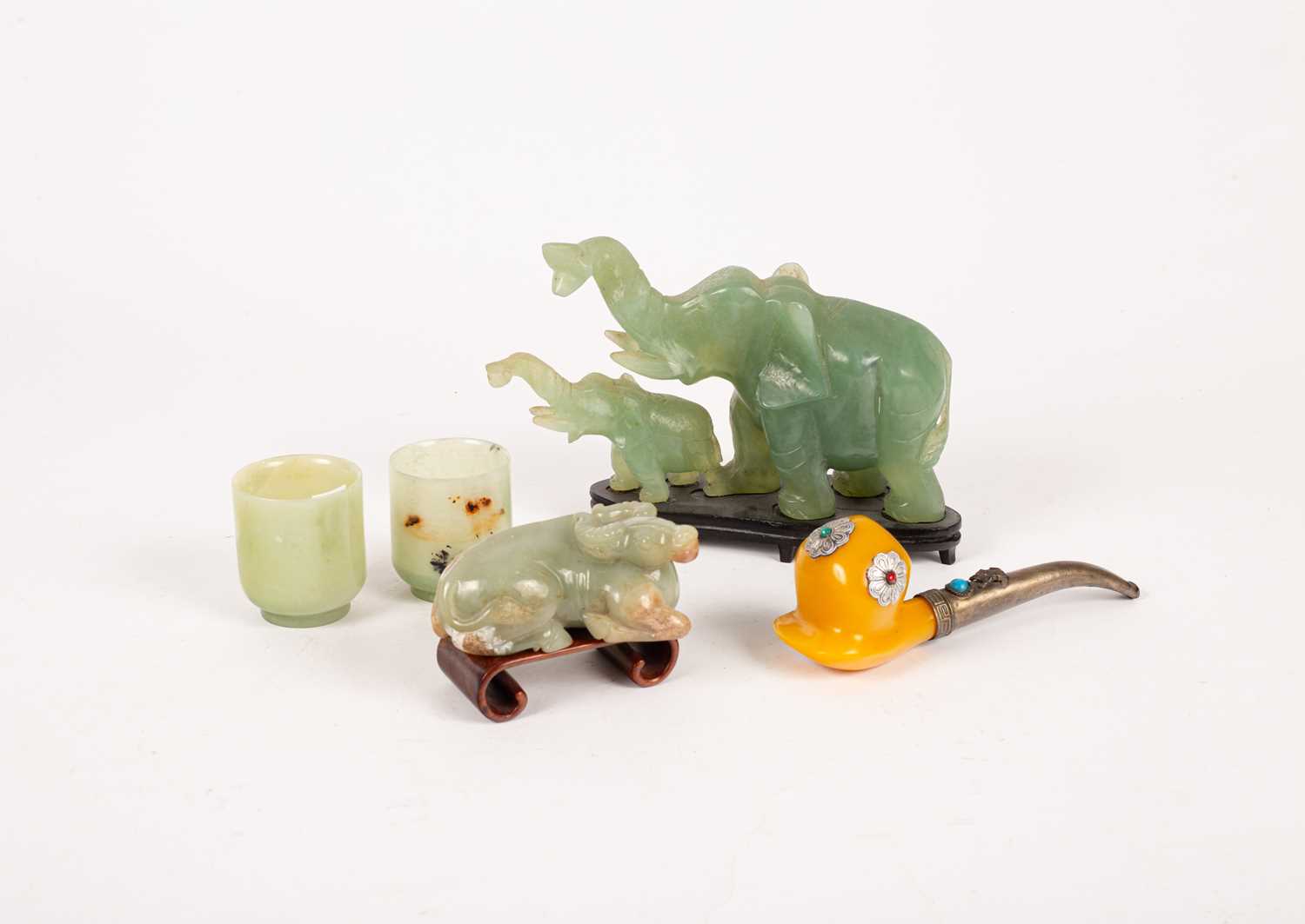 Lot 40 - Four Chinese celadon jade carvings