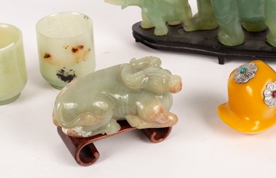Lot 40 - Four Chinese celadon jade carvings