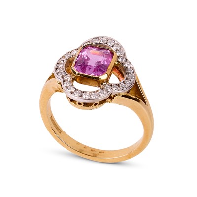 Lot 227 - A pink sapphire and diamond dress ring