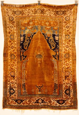 Lot 385 - A fine Bursa silk prayer rug