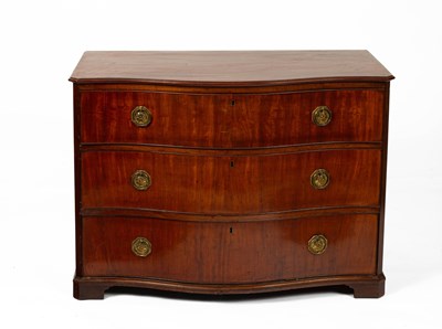 Lot 605 - A 19th century mahogany serpentine chest