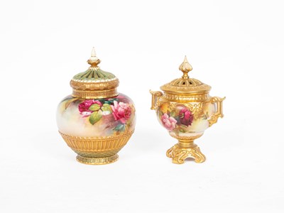 Lot 784 - Two Royal Worcester potpourri jars and covers