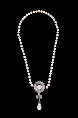 Lot 229 - A Victorian natural pearl and diamond pendant/brooch