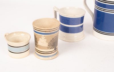 Lot 261 - Five items of 19th Century buff and blue mochaware