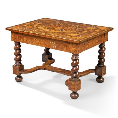 Lot 16 - A Dutch bone, fruitwood and olivewood marquetry walnut centre table