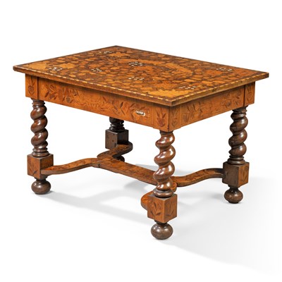 Lot 16 - A Dutch bone, fruitwood and olivewood marquetry walnut centre table