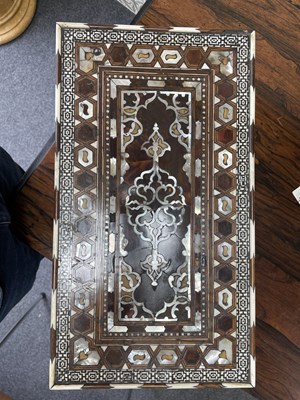 Lot 139 - An Ottoman Turkish tortoiseshell, bone and mother-of-pearl inlaid walnut table cabinet