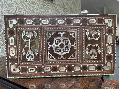 Lot 139 - An Ottoman Turkish tortoiseshell, bone and mother-of-pearl inlaid walnut table cabinet