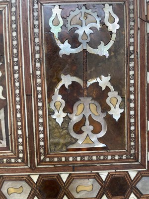 Lot 139 - An Ottoman Turkish tortoiseshell, bone and mother-of-pearl inlaid walnut table cabinet