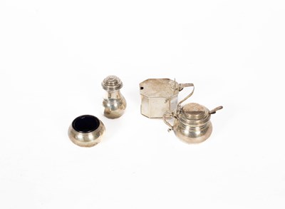 Lot 421 - A three-piece silver cruet set