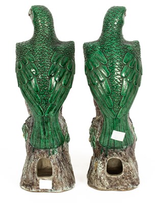 Lot 19 - A pair of Chinese stoneware figures of hawks