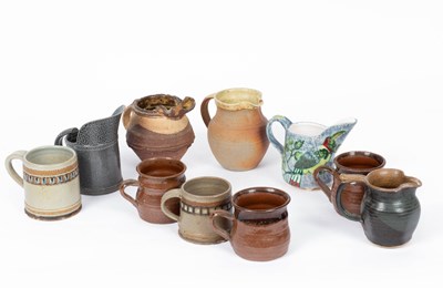 Lot 183 - Various studio pottery jugs and mugs