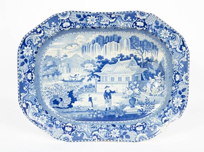 Lot 791 - Five English blue and white printed meat plates