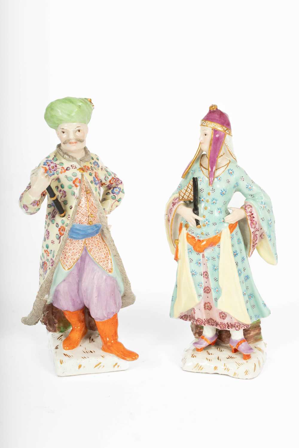 Lot 497 - Two Meissen figures of Turks