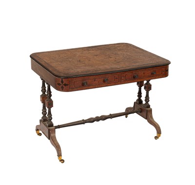 Lot 160 - A Regency amboyna and rosewood banded library table