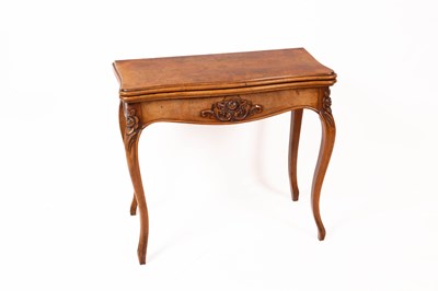 Lot 578 - A Victorian beech and burr walnut veneered fold out card table