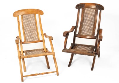 Lot 651 - Two 19th Century folding campaign chairs