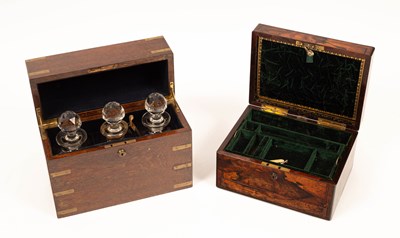 Lot 128 - A 19th Century rosewood and brass bound jewel box