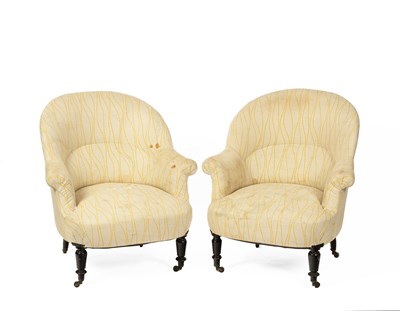 Lot 609 - A pair of Victorian tub armchairs