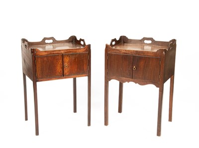 Lot 76 - A near pair of George III tray top pot cupboards