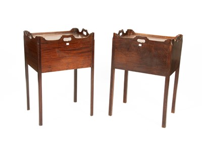 Lot 76 - A near pair of George III tray top pot cupboards