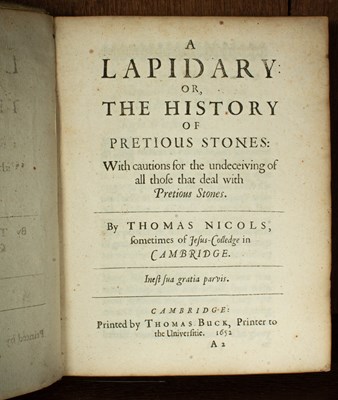 Lot 32 - Nicols (Thomas) A Lapidary: Or, The History of Precious Stones