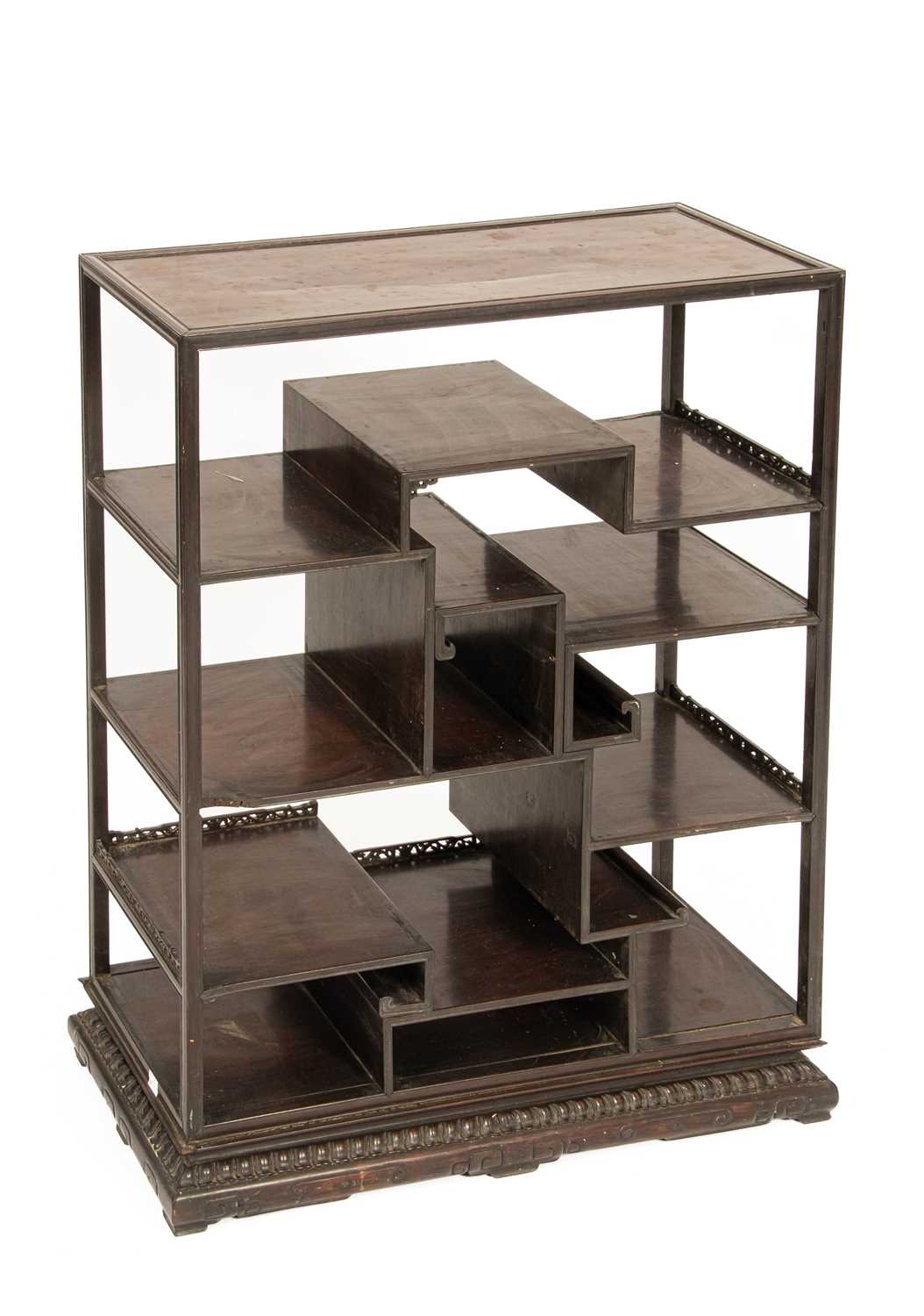 Lot 69 - A Chinese rosewood set of display shelves
