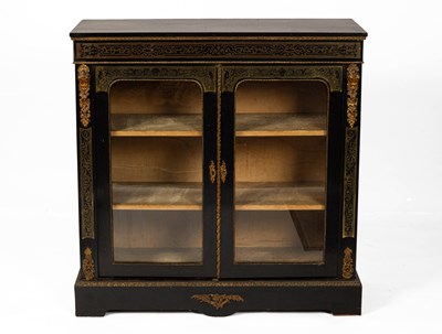 Lot 683 - A Victorian ebonised and contrepartie brass inlaid and brass mounted display cabinet