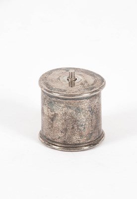 Lot 372 - A  George V silver cylindrical ribbon spool by Asprey