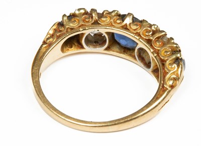 Lot 362 - A gold diamond and sapphire five-stone ring