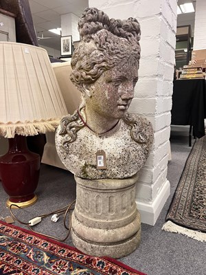 Lot 552 - A reconstituted stone bust of a classical female